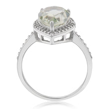 Load image into Gallery viewer, Sterling Silver Green Amethyst and Zirconia Pear Ring