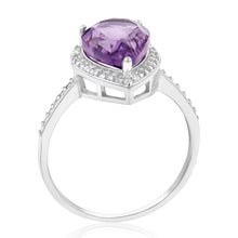 Load image into Gallery viewer, Sterling Silver Amethyst and Zirconia Pear Ring