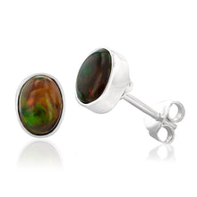 Load image into Gallery viewer, Sterling Silver 5x7mm Natural Solid Opal Oval Studs