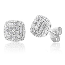 Load image into Gallery viewer, Silver 0.10 Carat Diamond Studs