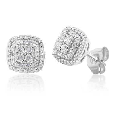 Silver 0.10 Carat Diamond Studs