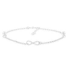 Load image into Gallery viewer, Sterling Silver Infinity And White Bead On 27cm Anklet