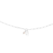 Load image into Gallery viewer, Sterling Silver Lock &amp; Pearl Pendant On 45cm Paperclip Chain