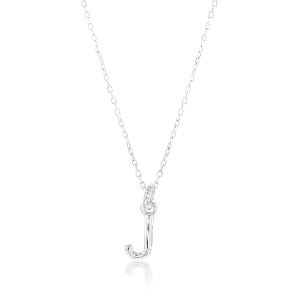 Sterling Silver Initial Letter "J" Pendant On 45cm Chain