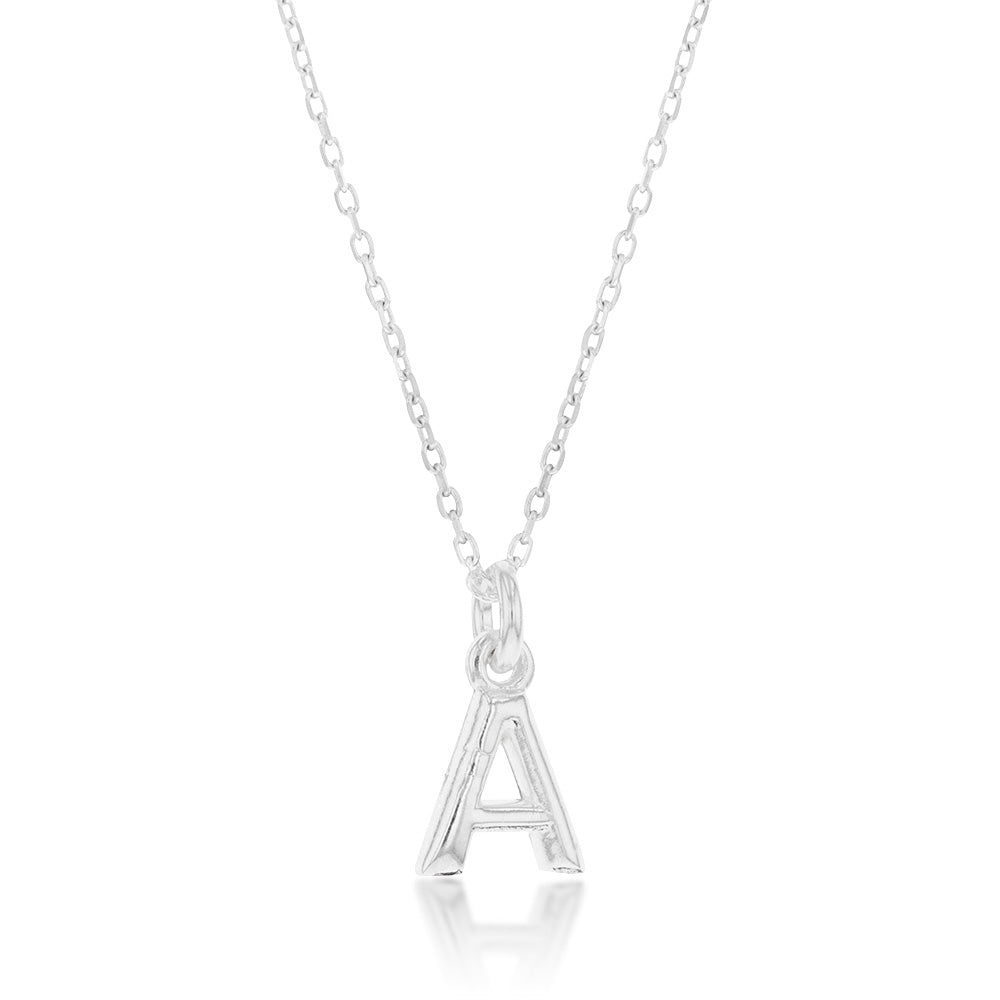Sterling Silver Initial Letter "A" Pendant On 45cm Chain