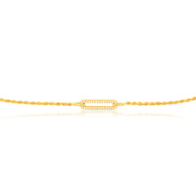 Load image into Gallery viewer, Yellow Gold Plated Sterling Silver CZ On Open Rectangle Pendant On 45cm Chain