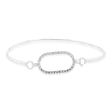 Load image into Gallery viewer, Sterling Silver CZ On Open Rectangle Bangle