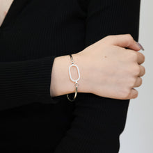 Load image into Gallery viewer, Sterling Silver CZ On Open Rectangle Bangle