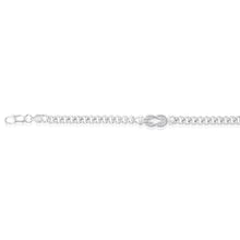 Load image into Gallery viewer, Sterling Silver Cubic Zirconia On Knot Curb 19cm Bracelet