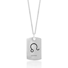 Load image into Gallery viewer, Sterling Silver Dog Tag With Leo Zodiac/Star Sign Pendant