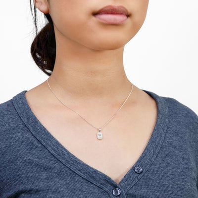 Sterling Silver Cubic Zirconia Square Halo Pendant