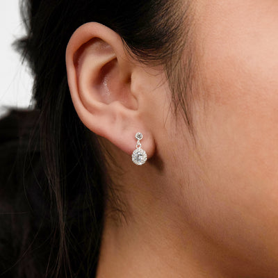 Sterling Silver Cubic Zirconia Round Halo Stud Earrings