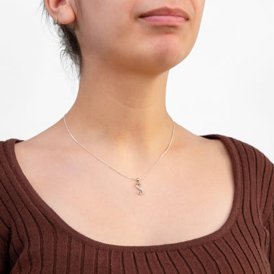 Sterling Silver Rhodium Plated Script 