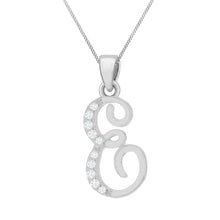 Load image into Gallery viewer, Sterling Silver Rhodium Plated Script &quot;E&quot; Initial Pendant