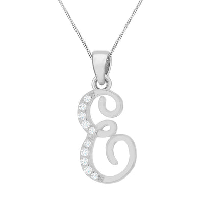 Sterling Silver Rhodium Plated Script 