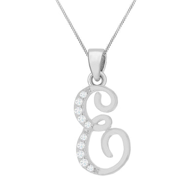 Sterling Silver Rhodium Plated Script 
