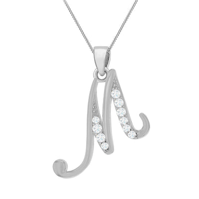 Sterling Silver Rhodium Plated Cubic Zirconia Script 