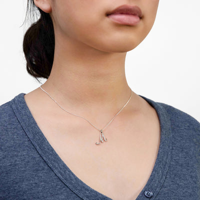 Sterling Silver Rhodium Plated Cubic Zirconia Script 