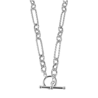 Sterling Silver Figaro Belcher With T Bar 50cm Chain