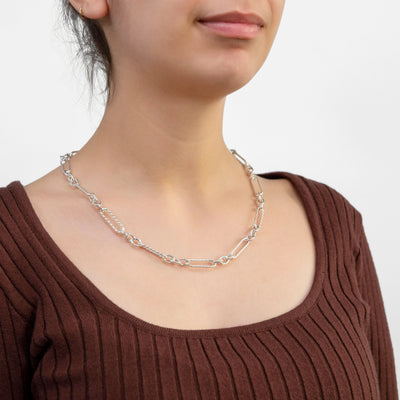 Sterling Silver Figaro Belcher With T Bar 50cm Chain