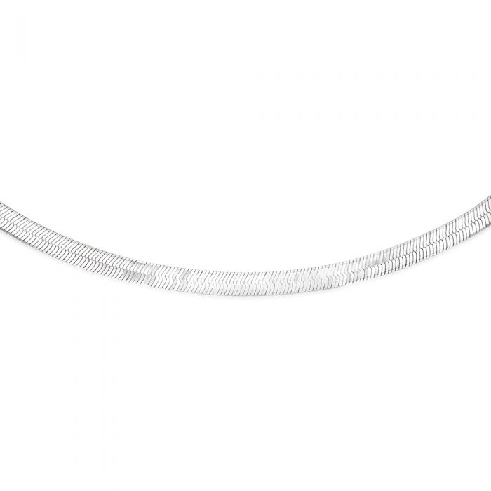 Sterling Silver Rhodium Plated Diamond Cut Strata Hbone 43cm Chain