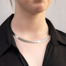 Load image into Gallery viewer, Sterling Silver Rhodium Plated Diamond Cut Strata Hbone 43cm Chain