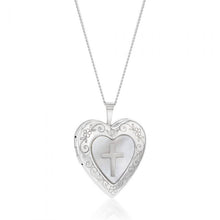 Load image into Gallery viewer, Sterling Silver Mother Of Pearl 20mm Heart Locket