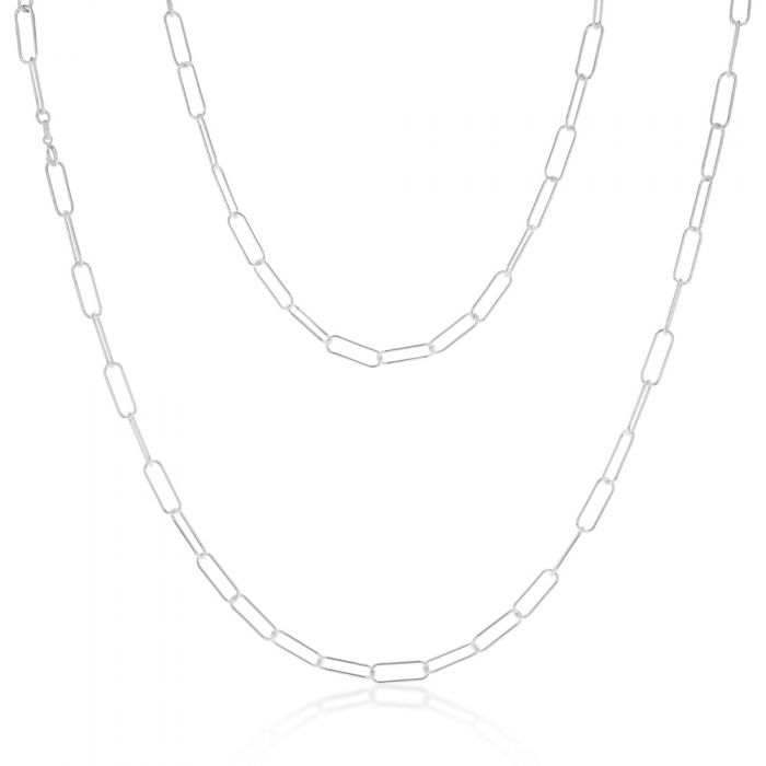 Sterling Silver Paper Clip 81cm Chain