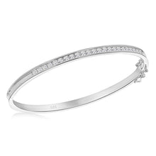 Load image into Gallery viewer, Sterling Silver Cubic Zirconia Small Curved Bangle