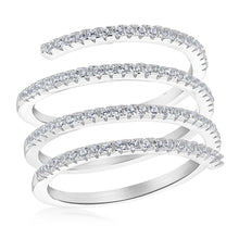 Load image into Gallery viewer, Sterling Silver Rhodium Plated White Cubic Zirconia Spiral Ring