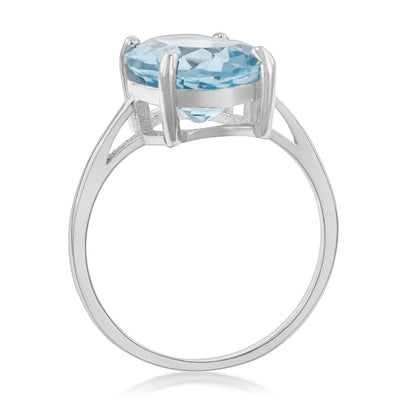 Sterling Silver Blue Topaz and Zirconia Oval Ring