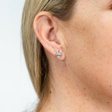 Load image into Gallery viewer, Sterling Silver Rhodium Plated Cubic Zirconia Reindeer Stud Earrings