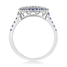 Load image into Gallery viewer, Sterling Silver Rhodium Plated Tanzanite-Blue Cubic Zirconia Round Ring