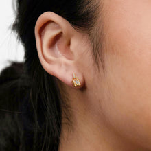 Load image into Gallery viewer, Sterling Silver Gold Plated Cubic Zirconia On Lock Stud Earrings