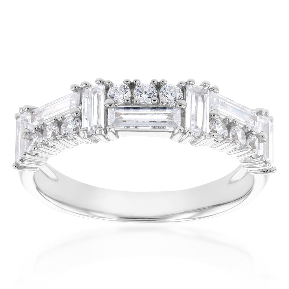 Sterling Silver Rhodium Plated Cubic Zirconia Fancy Ring