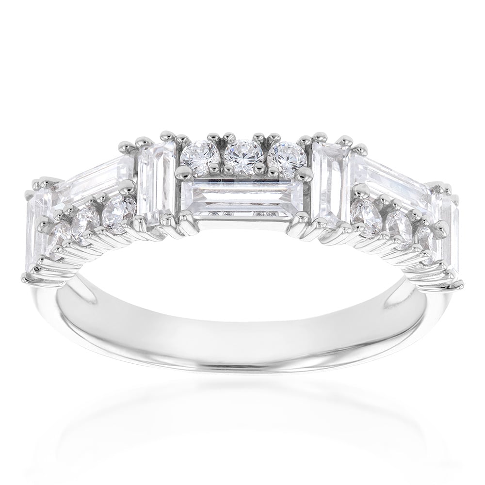 Sterling Silver Rhodium Plated Cubic Zirconia Fancy Ring