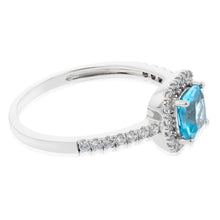 Load image into Gallery viewer, Sterling Silver Rhodium Plated Paraiba Green Blue And Cubic Zirconia Ring