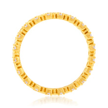 Load image into Gallery viewer, Sterling Silver Gold Plated Cubic Zirconia On Fancy Band Ring