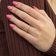 Load image into Gallery viewer, Sterling Silver Gold Plated Cubic Zirconia On Fancy Band Ring