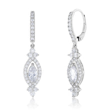 Load image into Gallery viewer, Sterling Silver Rhodium Plated Cubic Zirconia On Marquise Drop Earring