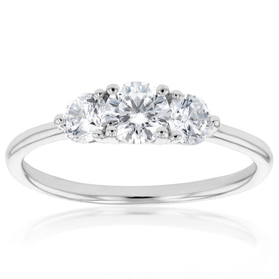 Sterling Silver Rhodium Plated Cubic Zirconia Trilogy Ring