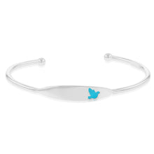 Load image into Gallery viewer, Sterling Silver Light Blue Bluebird Kids ID Bangle