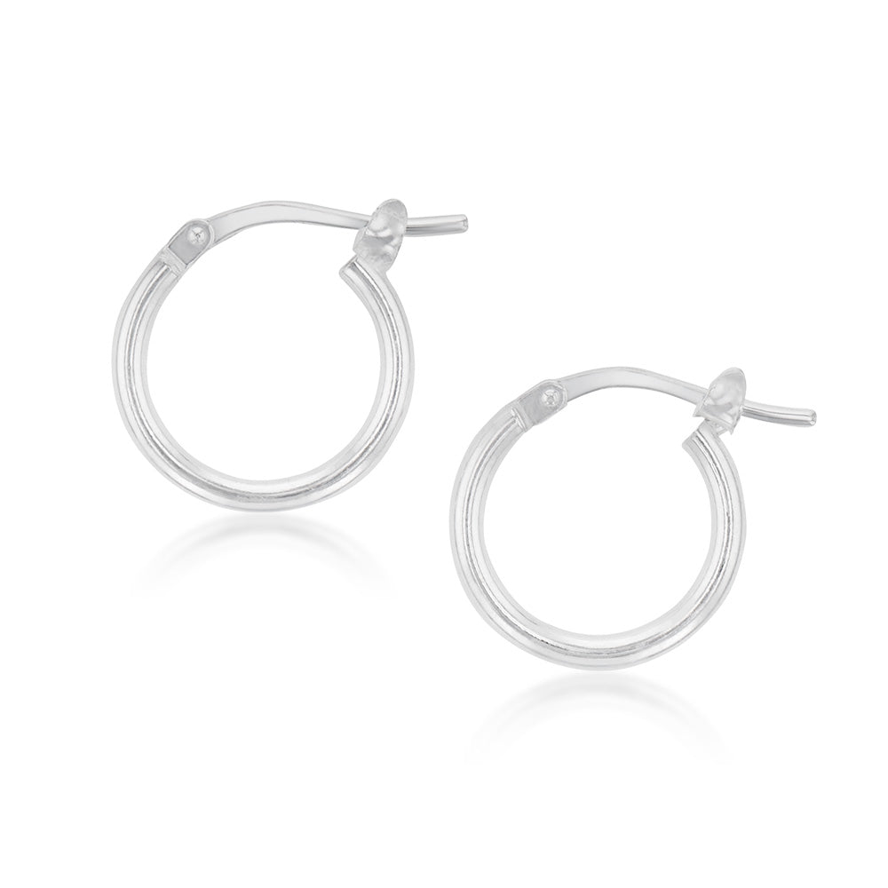 Sterling Silver Plain 10mm Hoop Earrings
