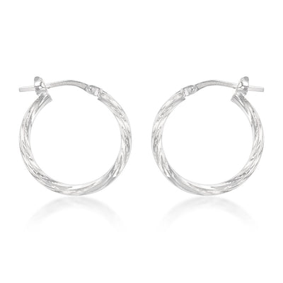 Sterling Silver Twisted 15mm Hoop Earrings