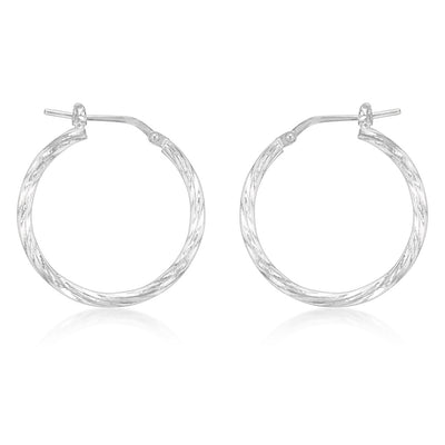 Sterling Silver Twisted 20mm Hoop Earrings