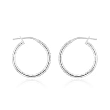Load image into Gallery viewer, Sterling Silver Diamond Cut 15mm Hoop Earrings
