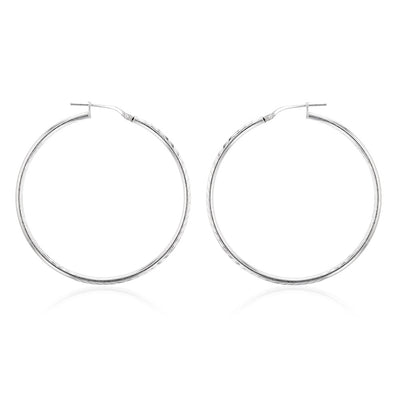 Sterling Silver Diamond Cut 40mm Hoop Earrings