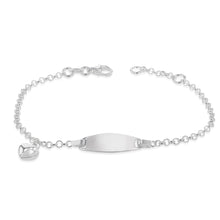 Load image into Gallery viewer, Sterling Silver Heart Charm Belcher ID 18cm Bracelet