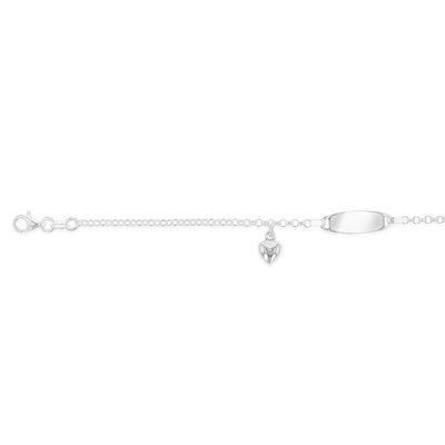 Sterling Silver Heart Charm Belcher ID 18cm Bracelet