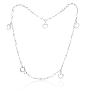 Sterling Silver Heart Charm On 26cm Anklet